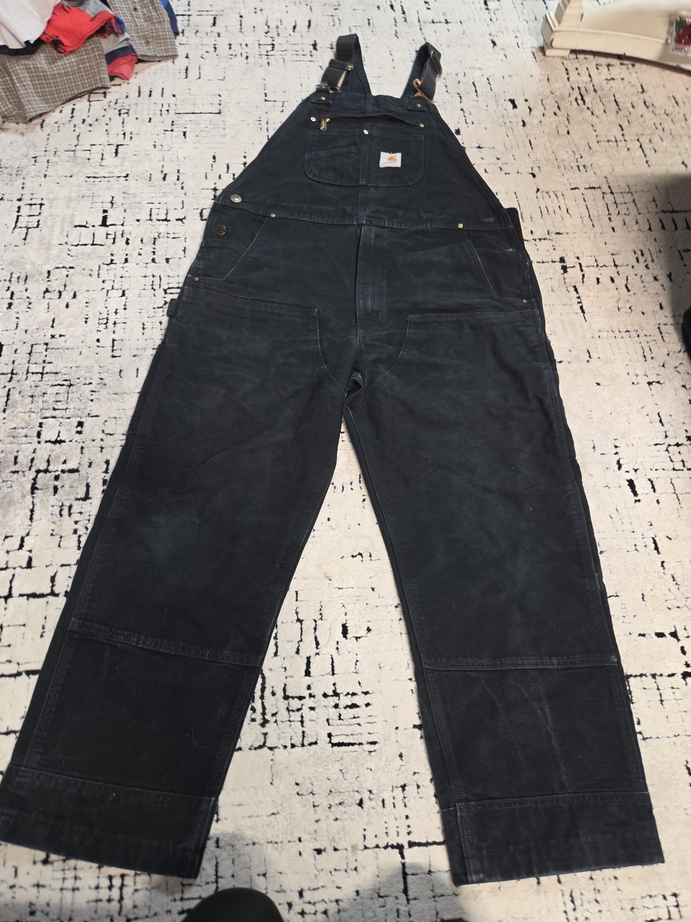 vintage black Carhartt cotton duck bib overalls
